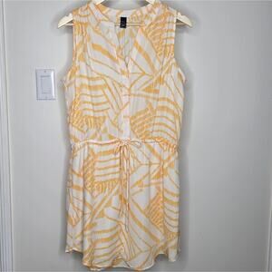 GAP Sleeveless Yellow & White Patterned Summer Dress Size L Elastic Drawstring L